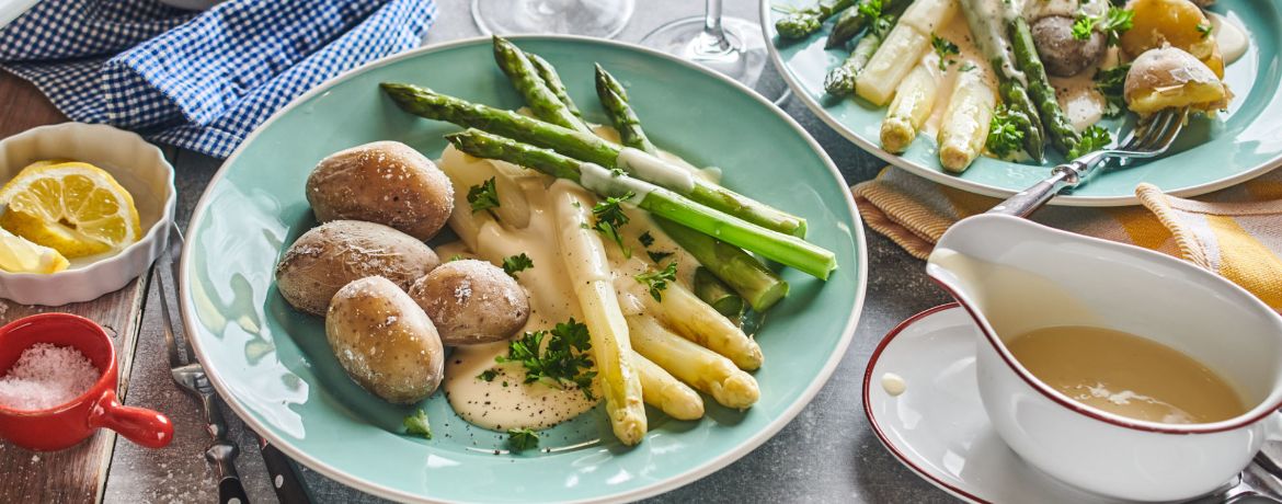 Spargel mit veganer Sauce Hollandaise und Pellkartoffeln für 4 Personen von lidl-kochen.de