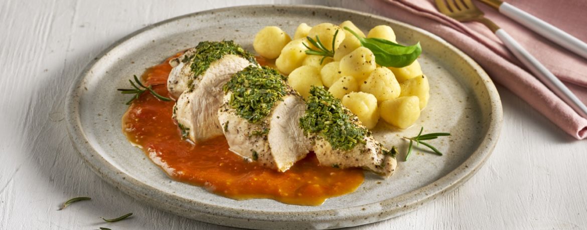 Kräuterhähnchen mit Gnocchi und Kirschtomatensauce für 4 Personen von lidl-kochen.de