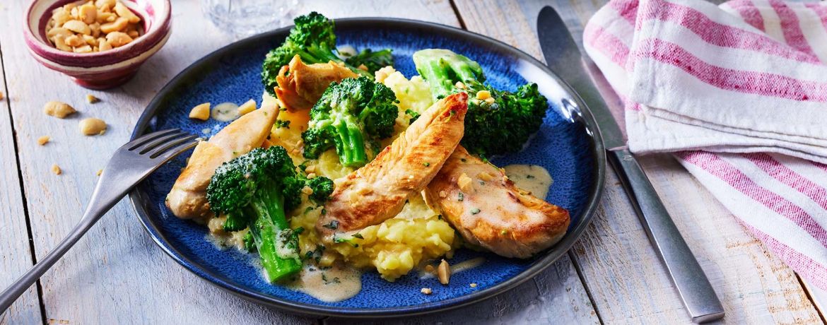 Kokos-Hähnchen mit Kartoffelpüree und Brokkoli für 4,5 Personen von lidl-kochen.de