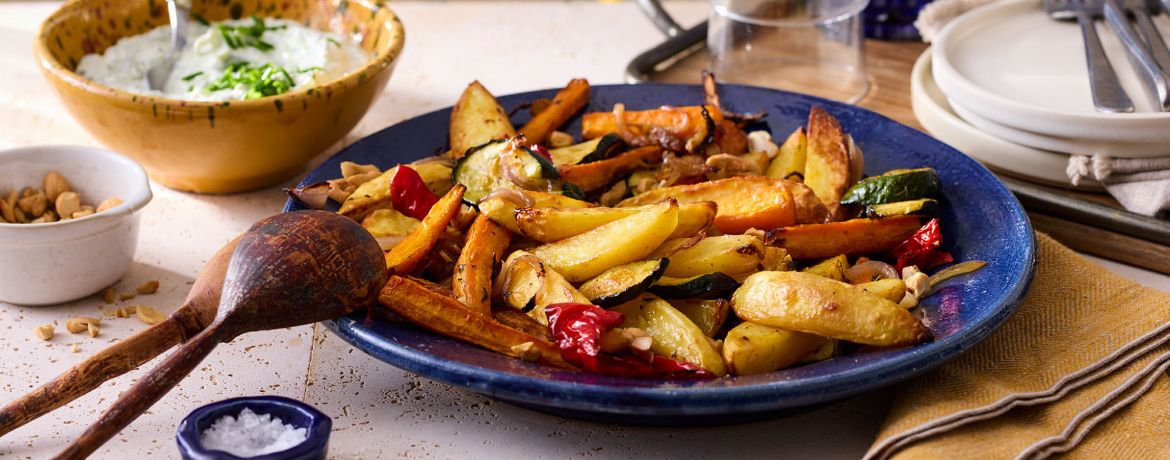 Buntes Kartoffelgemüse aus der Heißluftfritteuse mit Quarkdip für 4 Personen von lidl-kochen.de