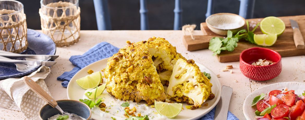 Blumenkohl mit Mandel-Curry-Füllung aus der Heißluftfritteuse für 4 Personen von lidl-kochen.de