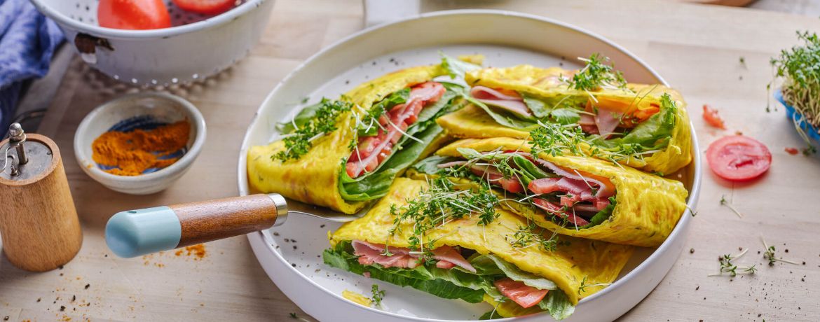 Low-Carb Hüttenkäse-Wraps mit Schinken und Salat für 4 Personen von lidl-kochen.de