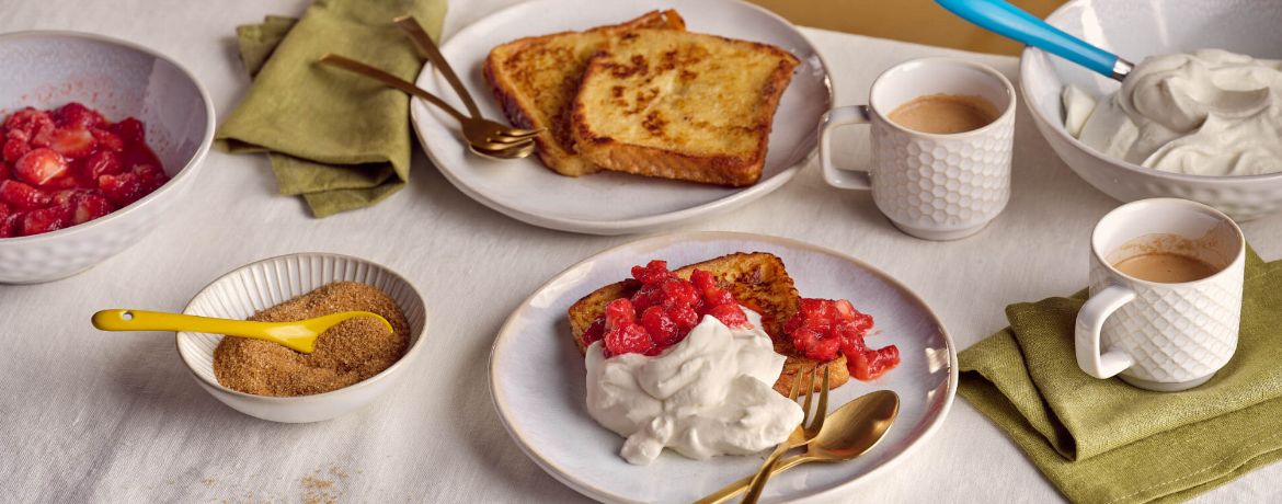 Arme Ritter mit gesmashten Erdbeeren und Sahne für 4 Personen von lidl-kochen.de