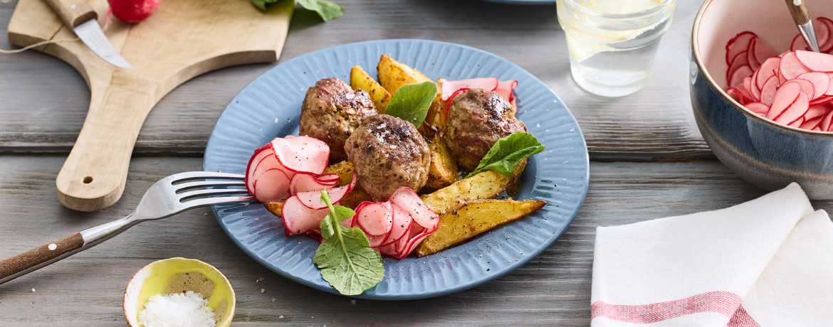 Gebackene Kartoffelspalten mit Hackbällchen für 4 Personen von lidl-kochen.de