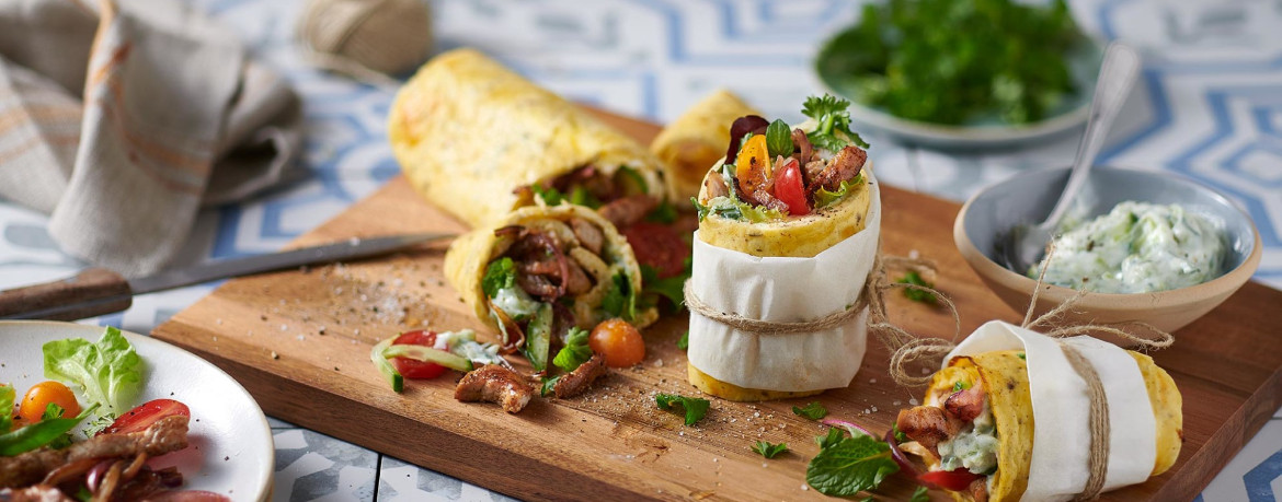 Gyros-Wraps mit Zaziki und Salat für 4 Personen von lidl-kochen.de