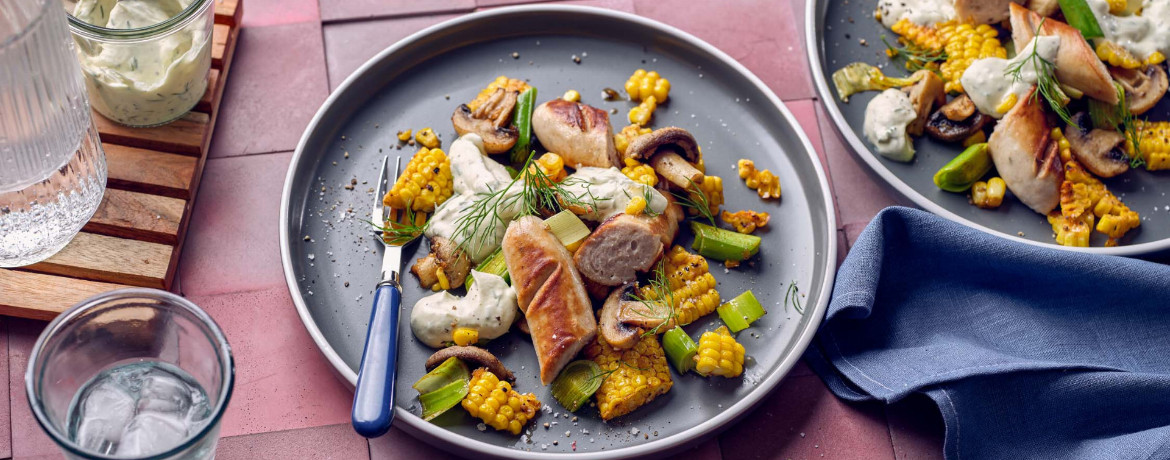 Bratwürste mit Maisgemüse aus der Heißluftfritteuse für 4 Personen von lidl-kochen.de